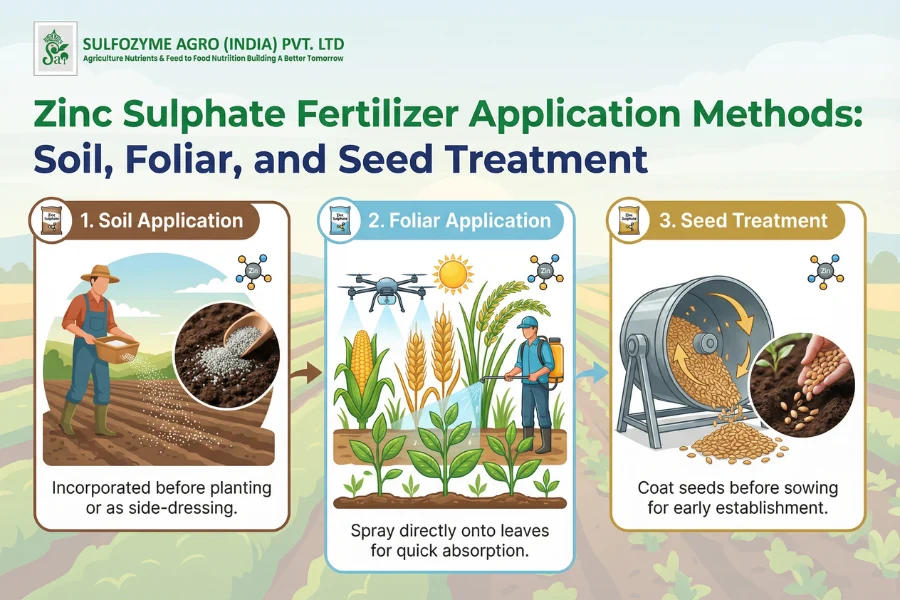 zinc sulphate fertilizer application methods soil, foliar and seed treatment